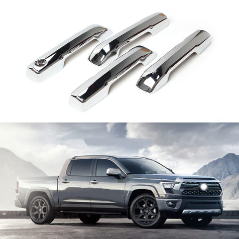 Chrome 4 Door Handle covers w/Driver Keyhole for 21-22 TOYOTA TUNDRA 3.5L 5.7L