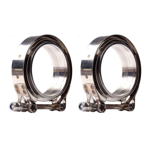 2 X 3.5" V-Band Flange & Clamp Kit for Turbo Exhaust Pipes Stainless Steel