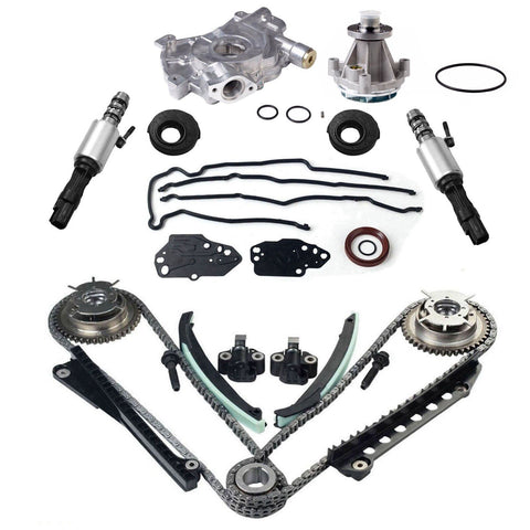 Timing Chain Water Pump Kit+Cam Phasers+Cover Gasket For 04-08 Ford Lincoln 5.4