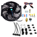 10'' Electric Radiator Cooling Fan 3/8" Probe Ground Thermostat Switch Kit BK