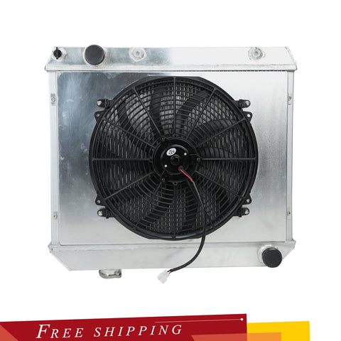 For 63-66 Chevy C/K Pontiac Pickup 3Row Aluminum Core Racing Radiator+Fan Shroud