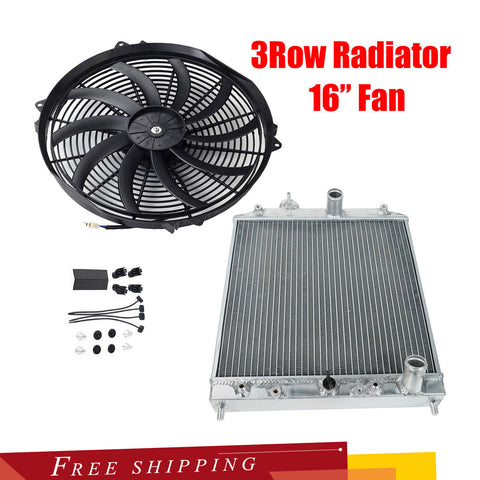 16" Slim Push Pull Fan Kit & 3Row Full Aluminum Radiator FOR 1992-2000 Civic EG