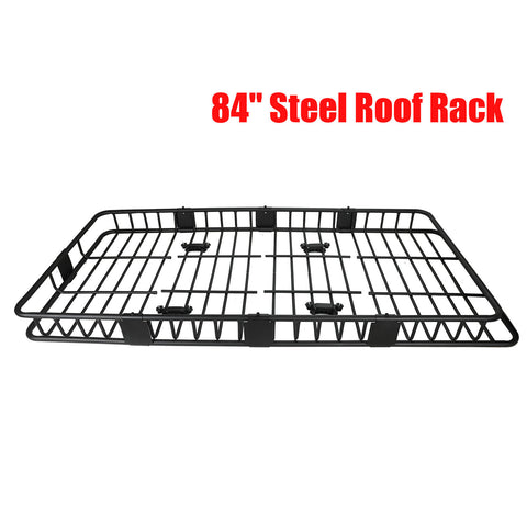 Black Heavy Duty 84 Inch Steel Roof Rack Cargo Carrier Luggage Top For Truck SUV