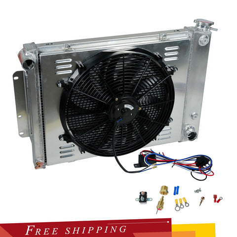 Fit 67-69 Chevy Camaro Pontiac Firebird Radiator 3 Row Aluminum+Shroud Fan Relay