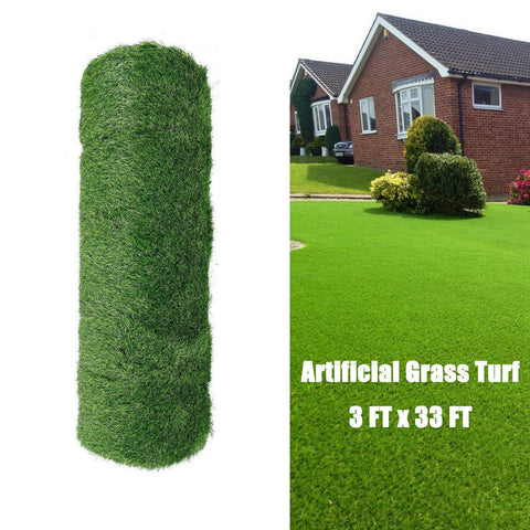 3 x 33ft Artificial Grass Mat Synthetic Landscape Fake Turf Lawn Yard Garden