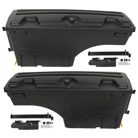 2PCS Left & Right Truck Bed Storage Case Tool Box FIT Chevrolet/GMC/Dodge/Ford