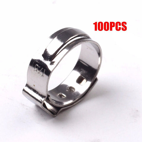 100X 1/2‘’ PEX Clamp Cinch Rings Crimp Pinch Fittings 304 Stainless Steel
