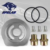 Oil Filter Cooler Sandwich Plate Adapter, Universal Aluminum Oil Pressure Temperature Sensors Oil Filter Cooler Adapter Kit 3/4-16 UNF