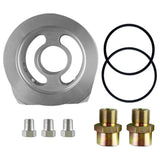 Oil Filter Cooler Sandwich Plate Adapter, Universal Aluminum Oil Pressure Temperature Sensors Oil Filter Cooler Adapter Kit 3/4-16 UNF