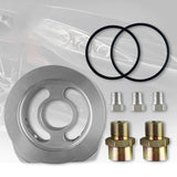 Oil Filter Cooler Sandwich Plate Adapter, Universal Aluminum Oil Pressure Temperature Sensors Oil Filter Cooler Adapter Kit 3/4-16 UNF