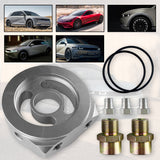 Oil Filter Cooler Sandwich Plate Adapter, Universal Aluminum Oil Pressure Temperature Sensors Oil Filter Cooler Adapter Kit 3/4-16 UNF