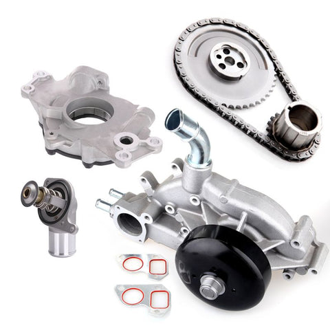 Timing Chain Oil Pump Water Pump Coolant Thermostat Housing Kit for Chevy - 1 set
