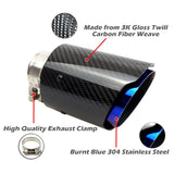 SPELAB Exhaust Tip Exhaust Tail Pipe Real Carbon Fiber Burnt Blue Tip Pipe Universal