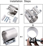 SPELAB 2.0/2.25/2.5/3.0 OD Pipe 1 Pack Butt Joint Band Clamp Exhaust Sleeve Stainless Steel Fits