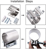 SPELAB 2.0/2.25/2.5/3.0 OD Pipe 1 Pack Butt Joint Band Clamp Exhaust Sleeve Stainless Steel Fits