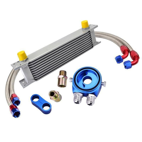 10 Row AN10 Oil Cooler Kit Silver