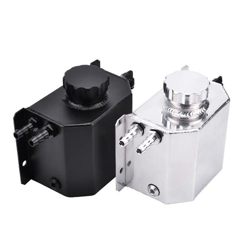 SPELAB 1000ml Coolant Overflow Tank Bottle Recovery Reservoir Aluminum JDM Container Universal 1L Water Radiator - Silver/ Black