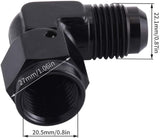 10AN Female to 10AN Male Flare 90 Degree Swivel Hose Fitting Adapter Aluminium Anodized Black