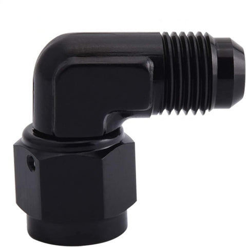 10AN Female to 10AN Male Flare 90 Degree Swivel Hose Fitting Adapter Aluminium Anodized Black