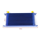 10Row AN10 Universal Engine Transmission Oil Cooler Blue
