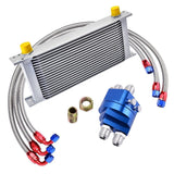 19 ROW 10AN Transmission Oil Cooler Oil Adapter Filter Cooler Plate 1M/1.2M/1.4M Stainless Steel Braided Hose Line