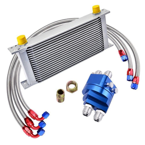 19 ROW 10AN Transmission Oil Cooler Oil Adapter Filter Cooler Plate 1M/1.2M/1.4M Stainless Steel Braided Hose Line