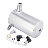 19mm 3/4'' Barb 0.5L Polished Aluminum Oil Catch Can Breather Tank Reservoir Silver