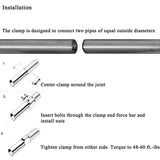 SPELAB 2.0/2.25/2.5/3.0 OD Pipe 2 Packs Butt Joint Band Clamp Exhaust Sleeve Stainless Steel Fits
