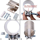 SPELAB 2.0/2.25/2.5/3.0 OD Pipe 2 Packs Butt Joint Band Clamp Exhaust Sleeve Stainless Steel Fits