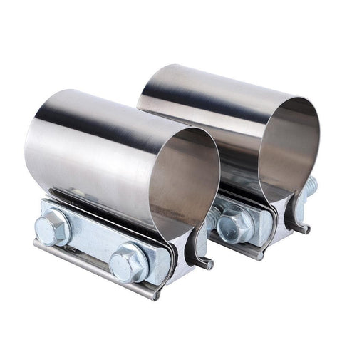 SPELAB 2.0/2.25/2.5/3.0 OD Pipe 2 Packs Butt Joint Band Clamp Exhaust Sleeve Stainless Steel Fits