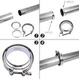 2.25 Inch Stainless Steel V-Band Clamp and Mild Steel Male/Female Interlocking Flanges