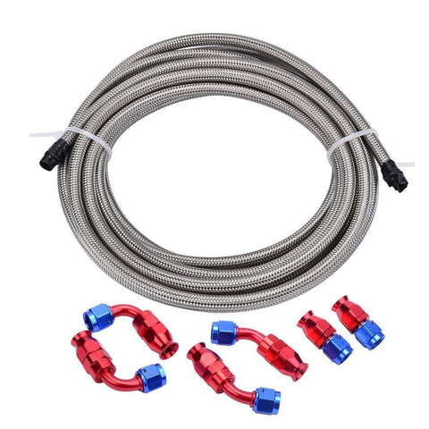 10Ft/3 Meter AN10 Stainless Steel Braided PTFE Oil Hose Line Kit