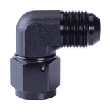 3AN Female to 3AN Male Flare 90 Degree Swivel Hose Fitting Adapter Aluminium Anodized Black