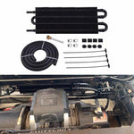 4 Row Universal Aluminum Remote Transmission Oil Cooler Radiator Kit Black
