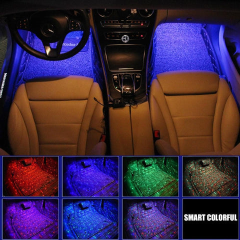 4PCS Car Interior LED Lights USB Multicolor Under Dash Starlight Lighting kits RGB 12 LED with Music Sound Active Function Wireless Remote Control