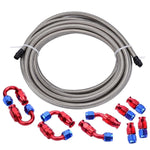 SPELAB 16Ft/5 Meter AN4/AN6/AN8 Stainless Steel Braided PTFE Fuel Hose Line Kit