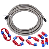 SPELAB 16Ft/5 Meter AN4/AN6/AN8 Stainless Steel Braided PTFE Fuel Hose Line Kit