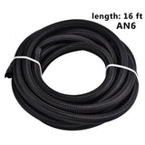 SPELAB 16Ft/5 Meter AN6/AN8 Braided Oil Fuel line Black w/ fittings hose kit Black Red