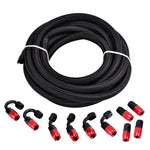 SPELAB 16Ft/5 Meter AN6/AN8 Braided Oil Fuel line Black w/ fittings hose kit Black Red