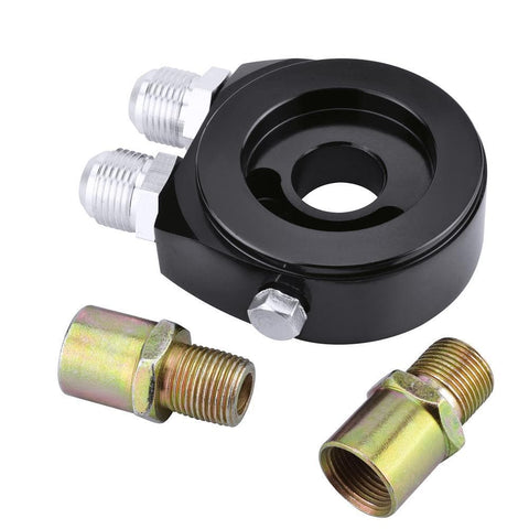 AN10 Aluminum Oil Filter/Cooler Sandwich Adapter Black