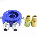 AN10 Aluminum Oil Filter/Cooler Sandwich Adapter Blue