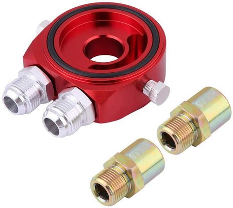 AN10 Aluminum Oil Filter/Cooler Sandwich Adapter Red