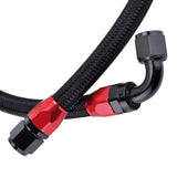 AN10 Braided Oil Fuel Hose Line Kits 1.2Meter Black Hose Line With Installed Straight Elbow Swivel Hose End Fitting