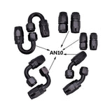 SPELAB 16Ft/5 Meter AN8/AN10 Nylon Braided Black Hose Oil Fuel Hose Line +Oil Fuel Fittings Black Hose End Oil Adaptor Kit Aluminum Alloy