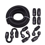 SPELAB 16Ft/5 Meter AN8/AN10 Nylon Braided Black Hose Oil Fuel Hose Line +Oil Fuel Fittings Black Hose End Oil Adaptor Kit Aluminum Alloy