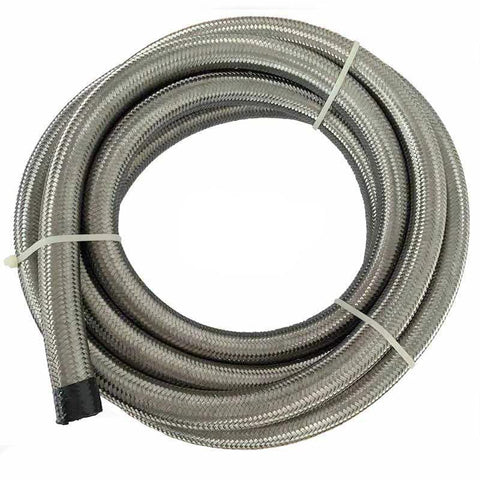 SPELAB 3Ft/1 Meter AN6 Braided Stainless Steel Oil Fuel Hose Line Silver