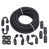 SPELAB 20Ft/6 Meter AN6/AN8/AN10 Nylon Braided CPE Fuel Line Kit Black