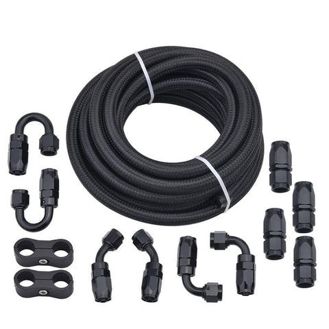 SPELAB 20Ft/6 Meter AN6/AN8/AN10 Nylon Braided CPE Fuel Line Kit Black