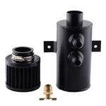 SPELAB Aluminum 750ml Baffled Oil Catch Can Tank & Breather Filter 2x AN10 Twin Port Black/Silver