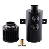 SPELAB Aluminum 750ml Baffled Oil Catch Can Tank & Breather Filter 2x AN10 Twin Port Black/Silver